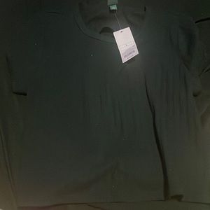 Black shirt sleeve crop top.